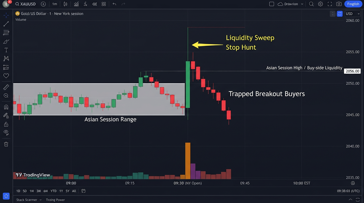 Trading XAUUSD: The New York Open Trap & Liquidity Sweeps