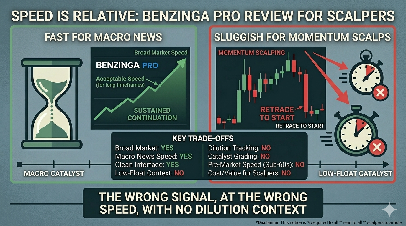 Benzinga Pro Review for Low-Float Scalpers: Fast, But Not Fast Enough