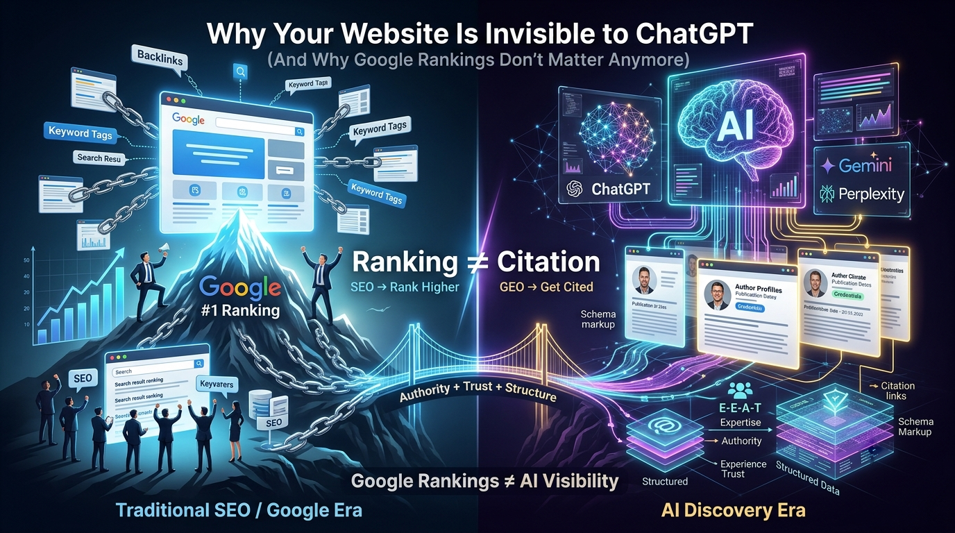 Why Your Website Is Invisible to ChatGPT (And Why Google Rankings Don’t Matter Anymore)