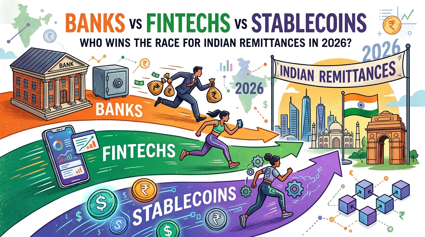 Banks vs Fintechs vs Stablecoins: Who Wins the Race for Indian Remittances in 2026?