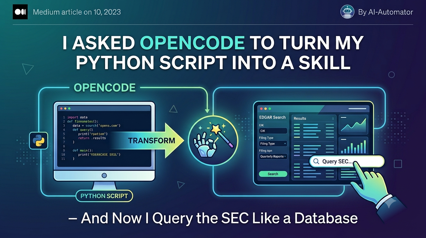 I Asked OpenCode to Turn My Python Script Into a Skill — And Now I Query the SEC Like a Database