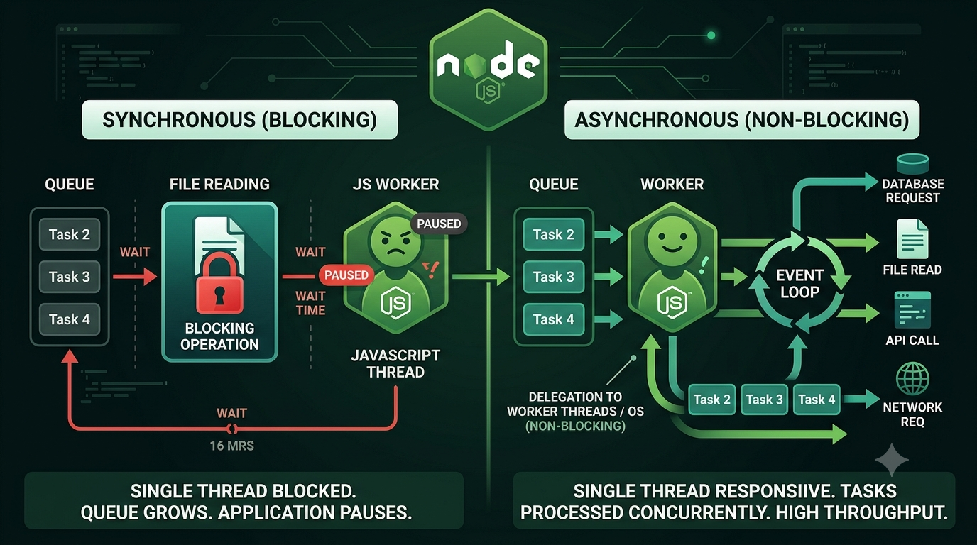Node.js Is Single-Threaded, Yet It Runs Asynchronous Code. How Does That Work?