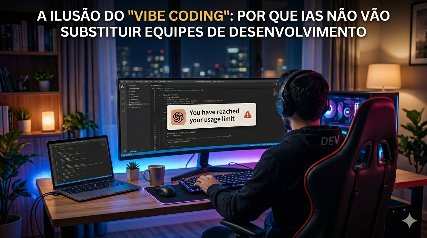 A Ilusão do “Vibe Coding”: Por que IAs não vão substituir equipes inteiras de Desenvolvimento