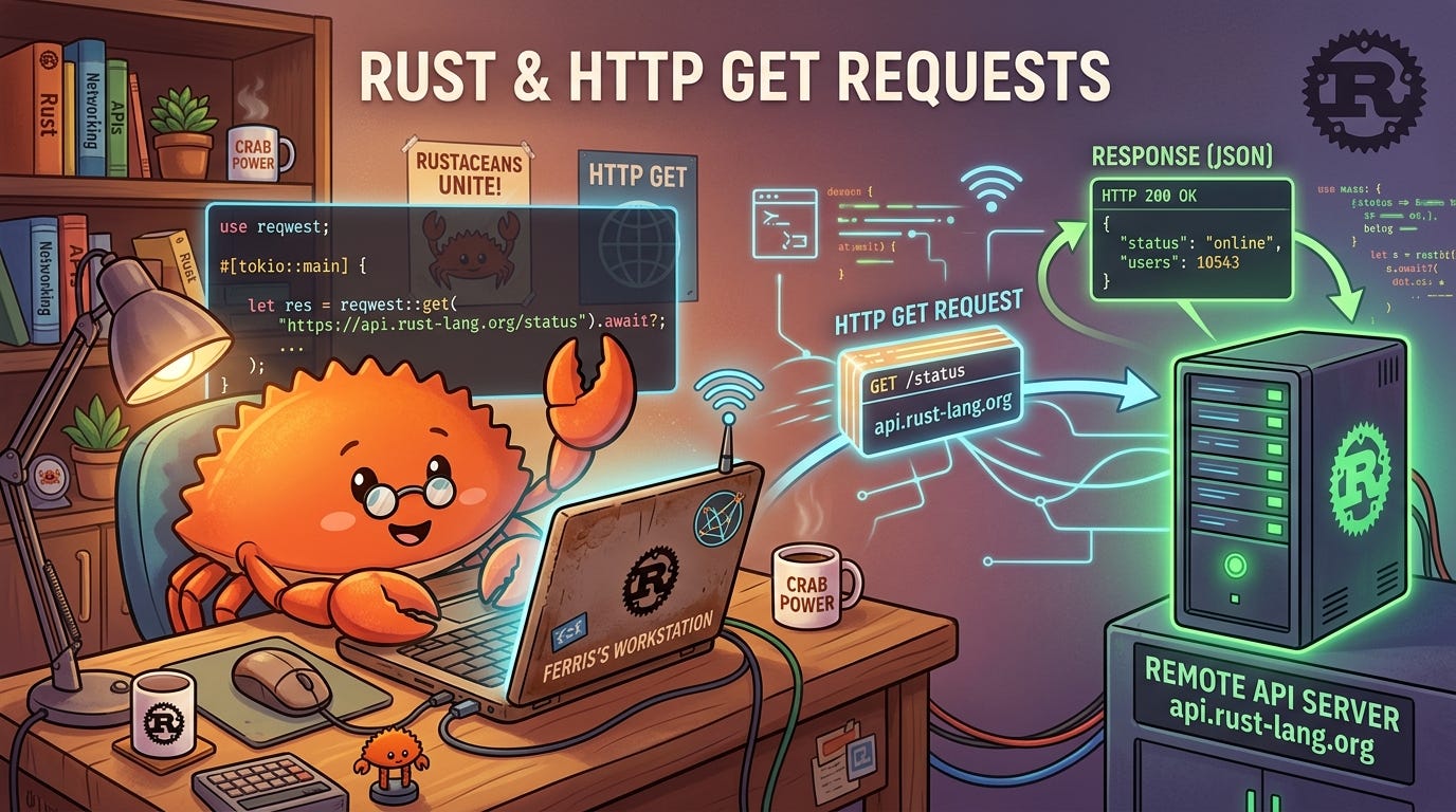 How do you make a request get  to an API using Rust?