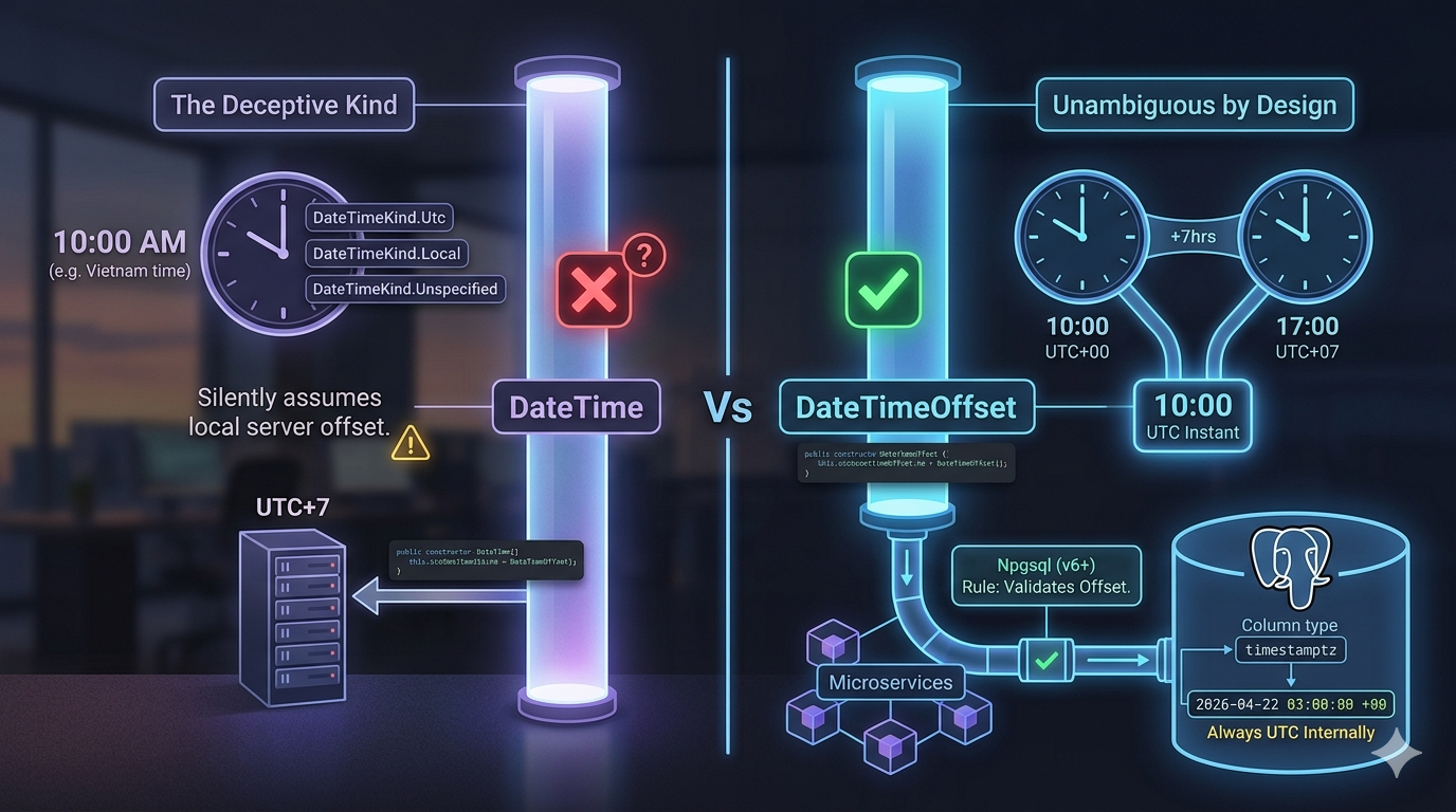 DateTime vs DateTimeOffset in .NET — A Field Guide to Timezones in .NET and PostgreSQL.