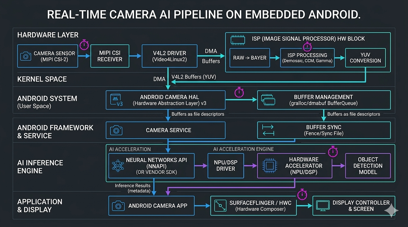 Real-Time Camera AI Pipeline in Android BSP: End-to-End Integration from Sensor to Inference
