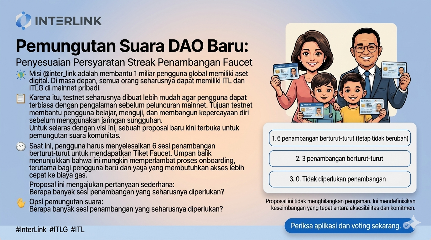 BREAKING NEWS: DAO InterLink Voting Ubah Aturan Faucet — Akses Makin Mudah untuk 1 Miliar Pengguna!