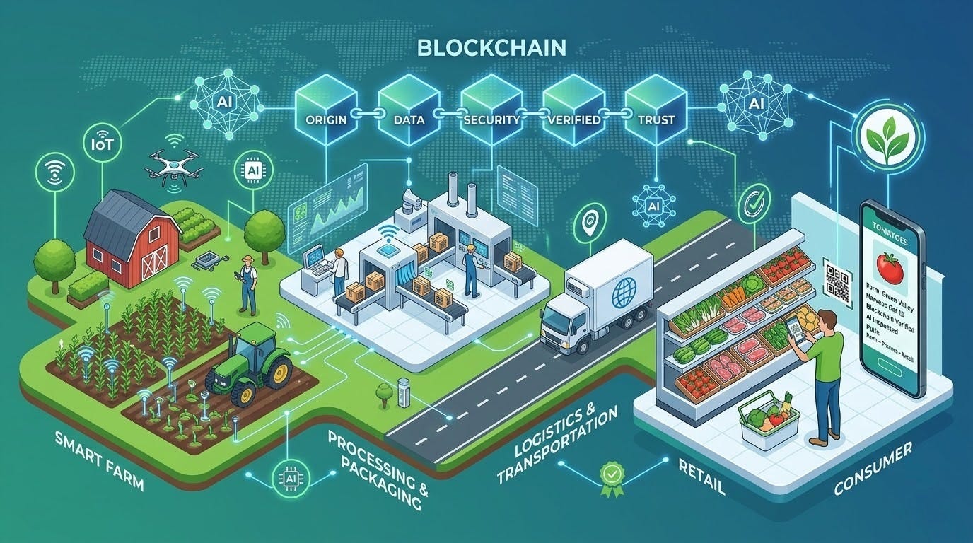 Building Trust in the Food Supply Chain with AI, Blockchain and IoT