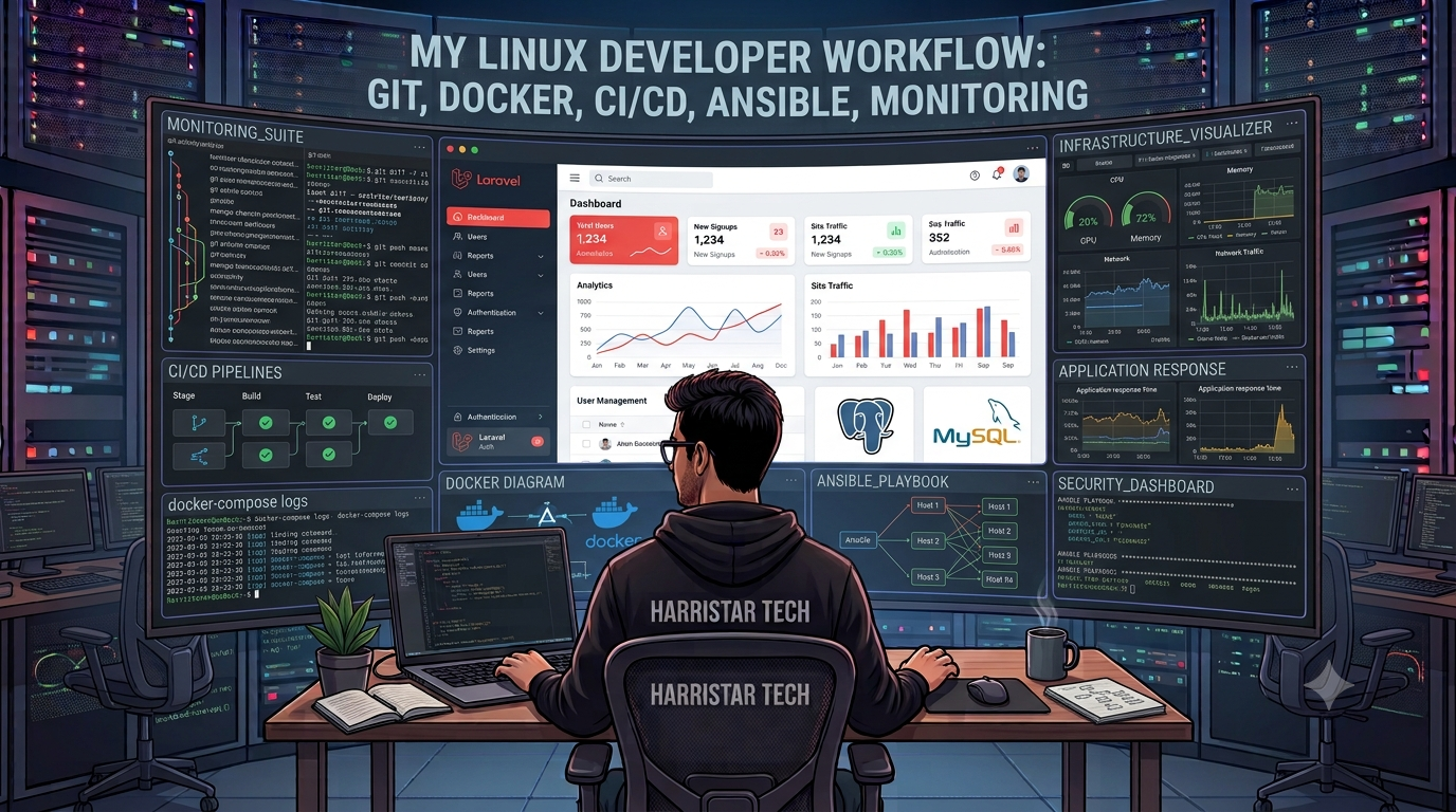 My Linux Developer Workflow: Git, Docker, CI/CD, Ansible, and Monitoring