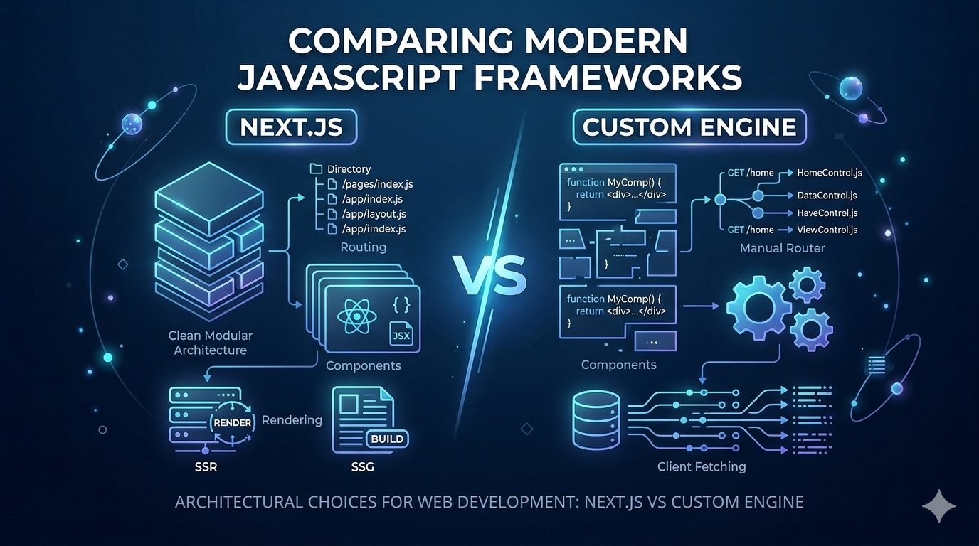 Next.js vs Custom Engine: Analisis Routing, Modularitas, dan Strategi Pengiriman Data Modern