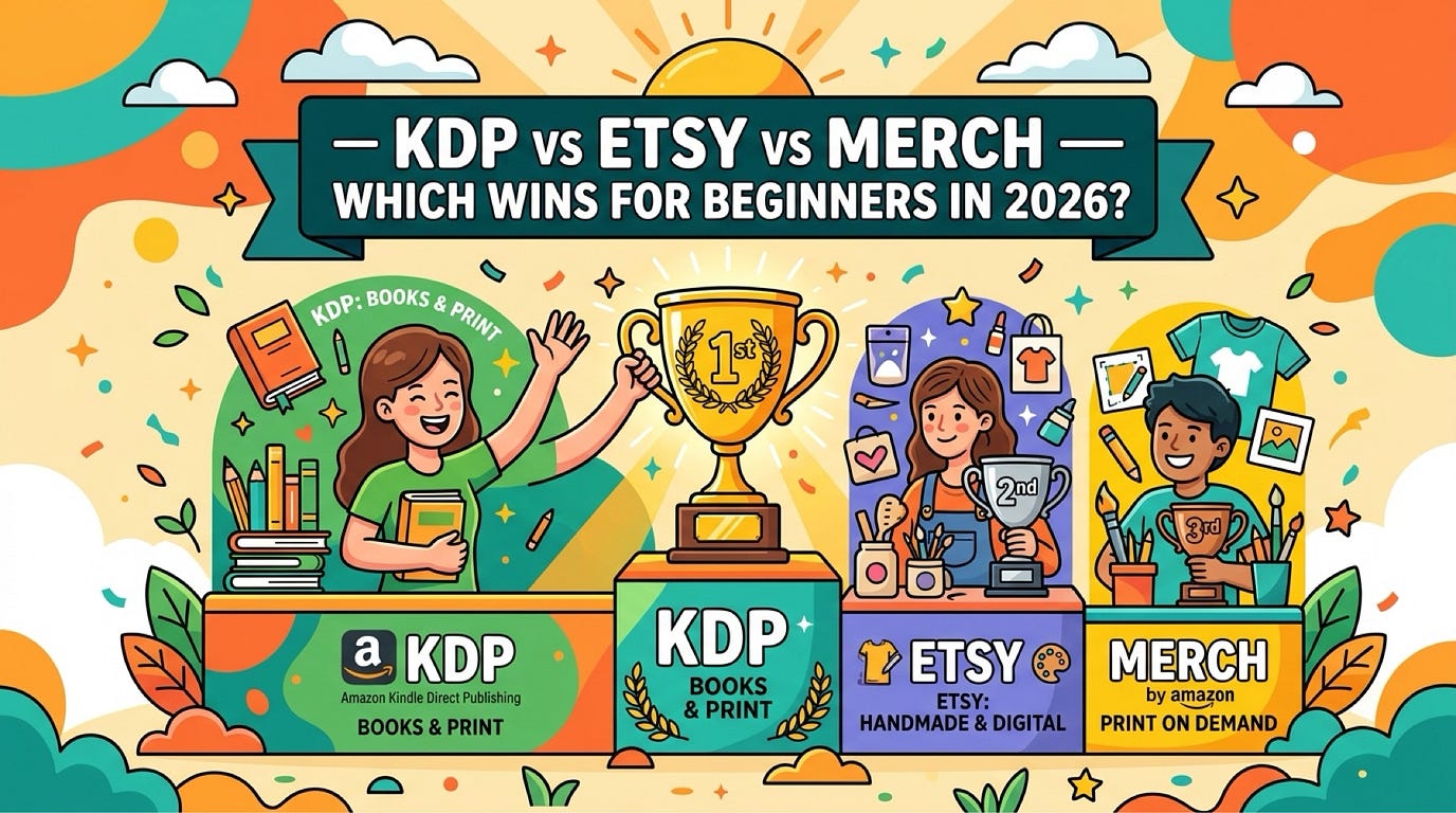 KDP vs Etsy vs Merch by Amazon — Which Passive Income Model Actually Wins for USA Beginners in 2026?