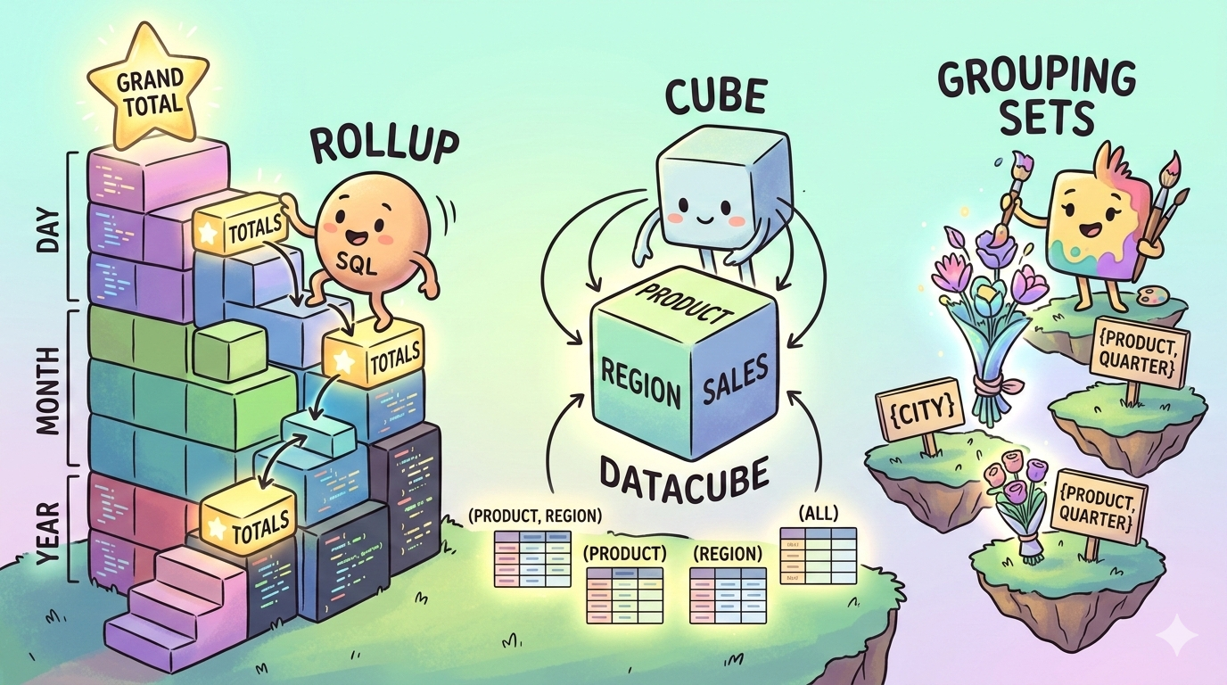 SQL Advanced Aggregation: GROUPING SETS, ROLLUP, and CUBE with Business Examples Explained