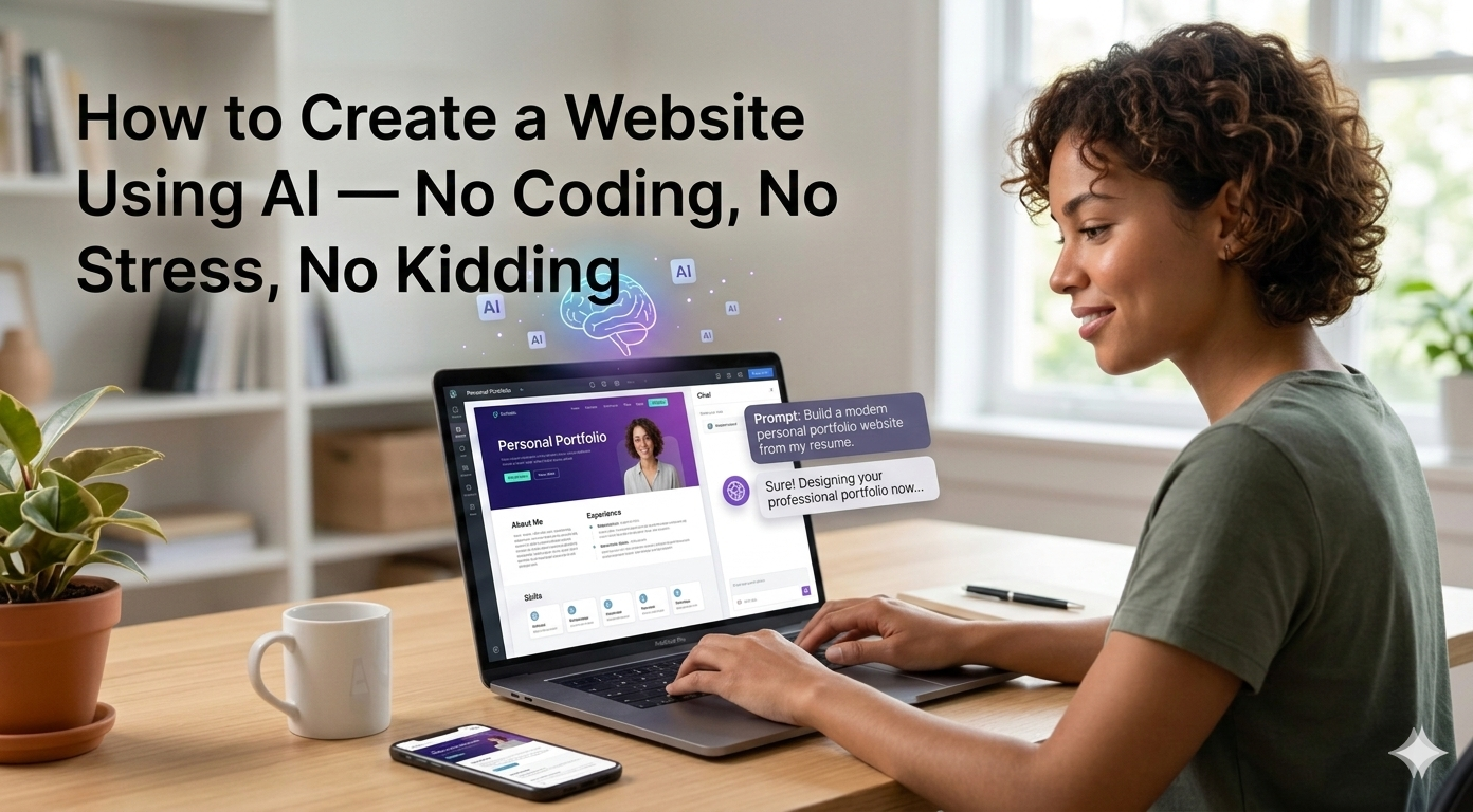 How to Create a Website Using AI — No Coding, No Stress, No Kidding