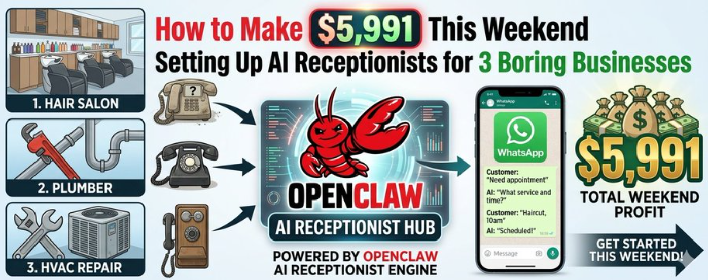 How to Make $5,991 This Weekend Setting Up AI Receptionists for 3 Boring Businesses