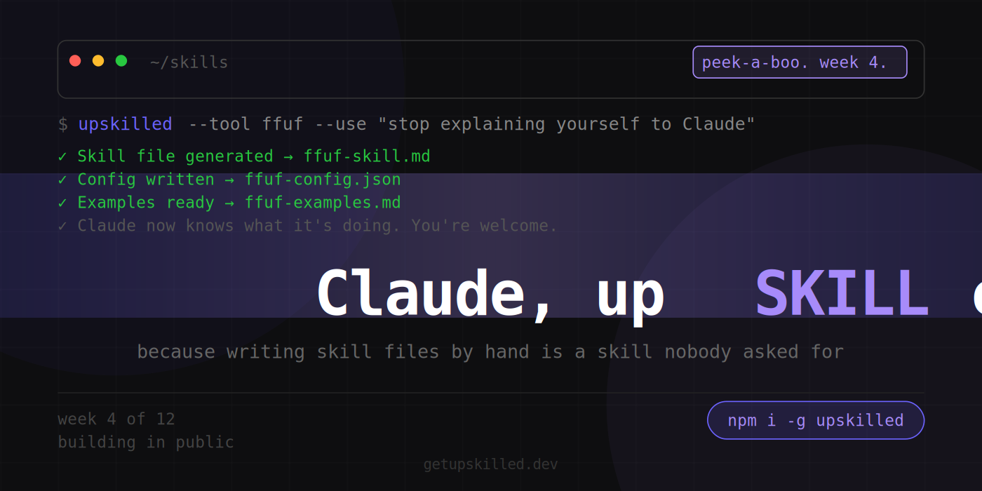 Week 4 starts tomorrow and I need to talk about Claude skills.