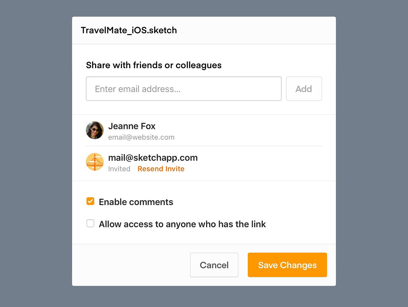 Sharing File via Sketch Cloud