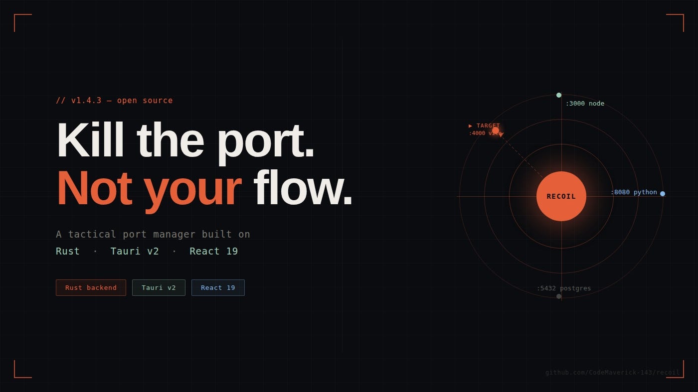 Recoil: How I Built a Tactical Port Manager with Rust and Tauri — and Why You Need One