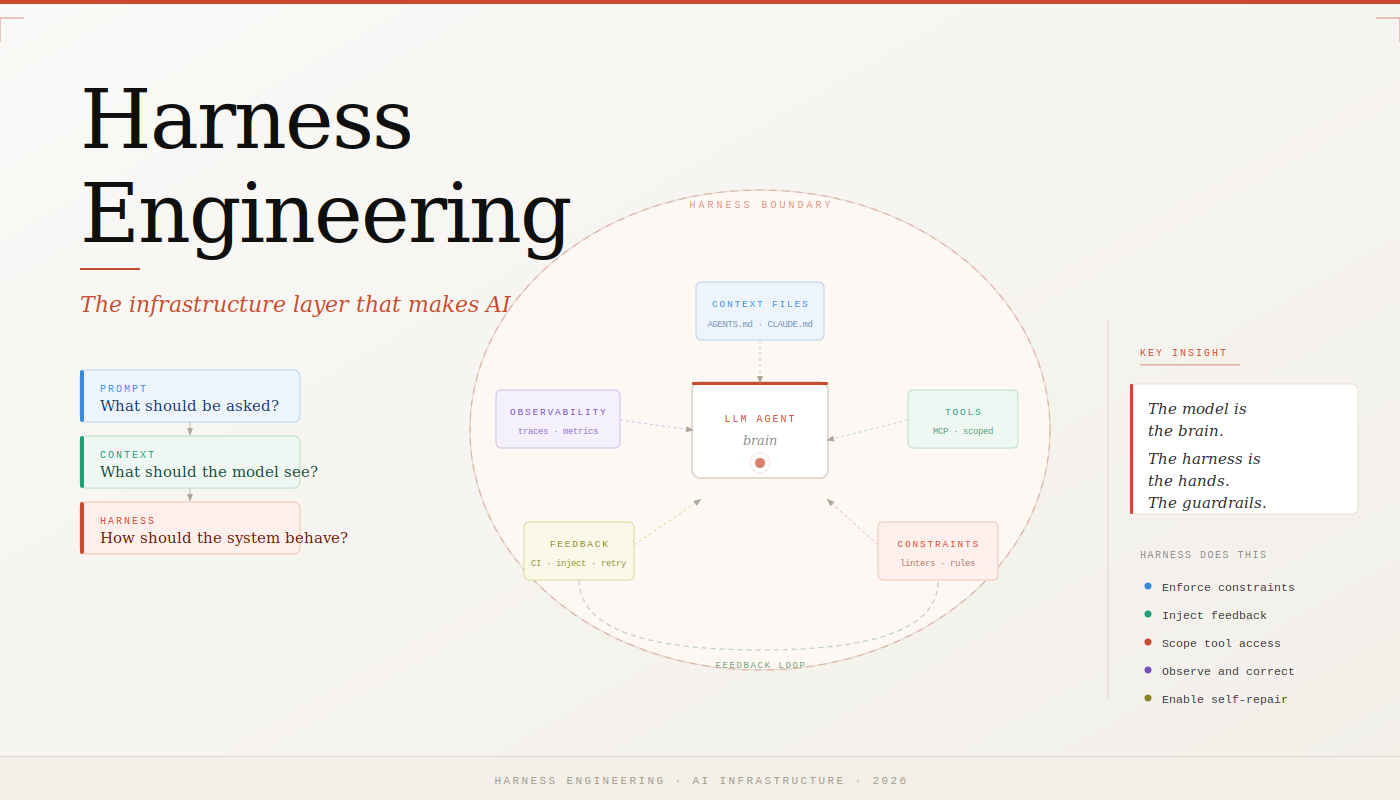 Harness Engineering -
The Infrastructure Layer
That Makes AI Agents Work