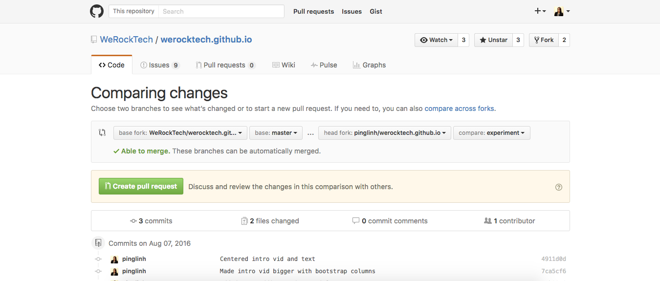 Creating pull request