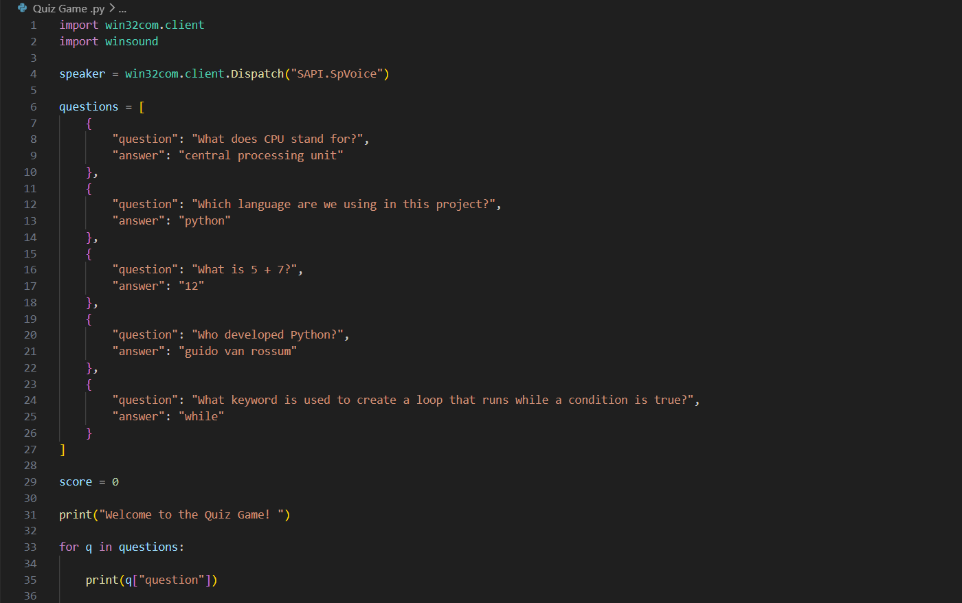 Building a Quiz Game