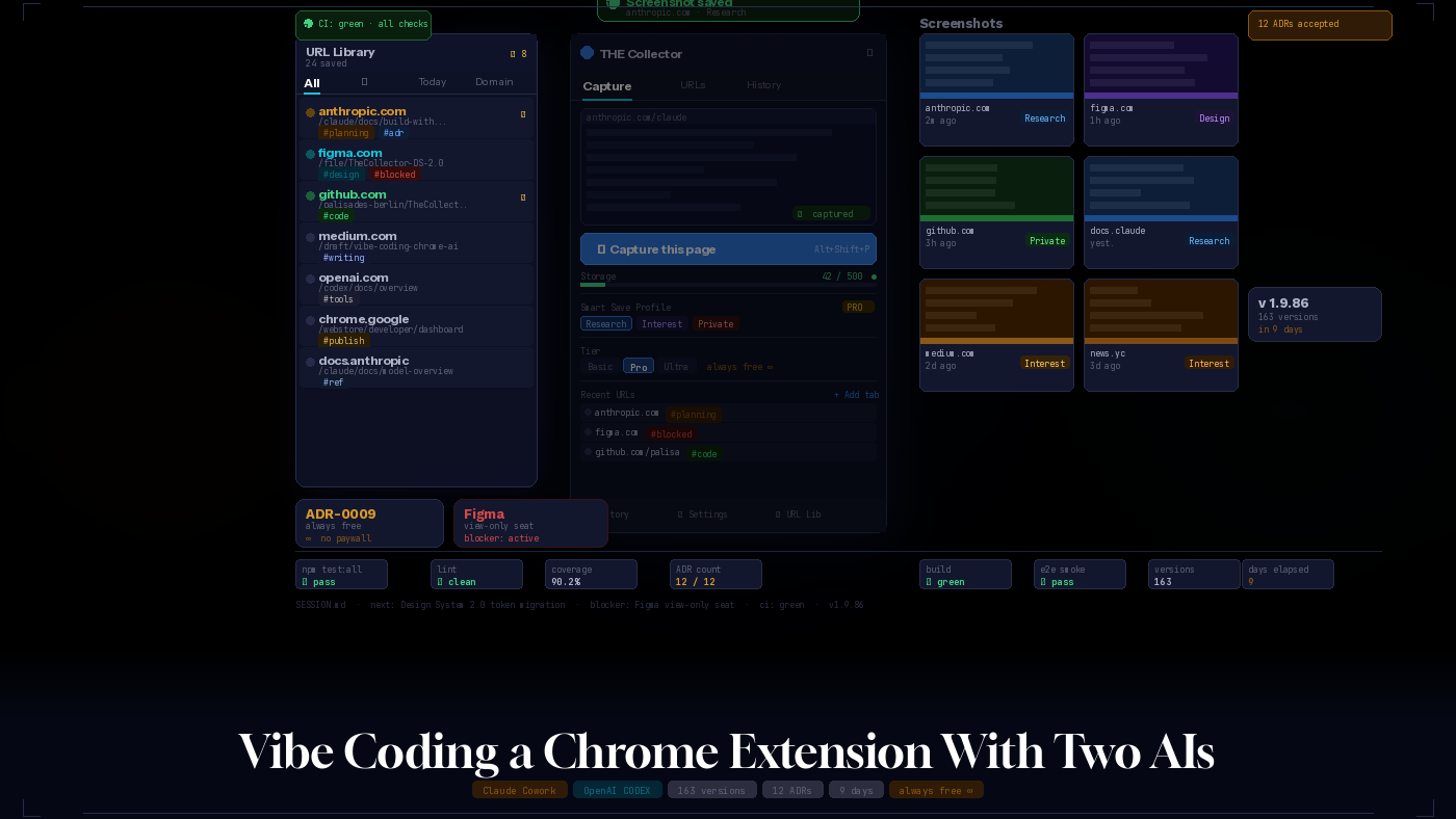 I Vibe-Coded a Chrome Extension With Two AIs and Now I Have 163 Versions, 12 Architecture Decision…