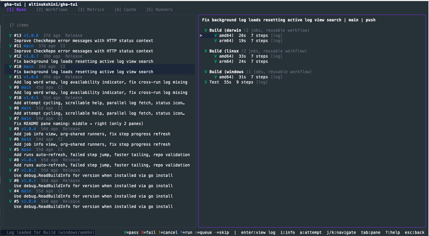 I stopped tab-switching onGitHub Actions: meet gha-tui