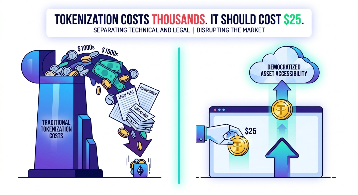 Las plataformas de tokenización cobran $500–$5,000. Debería costar $25.