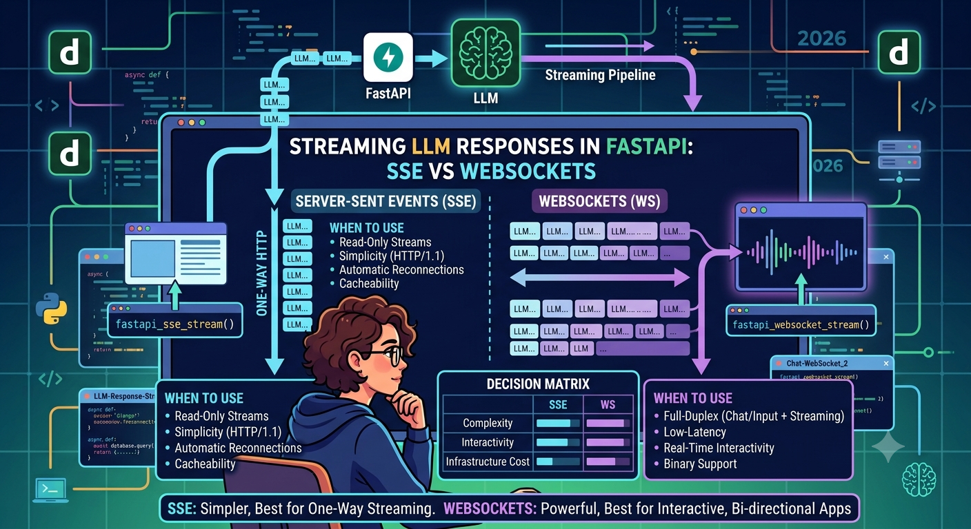 Streaming LLM Responses in FastAPI: Server-Sent Events, WebSockets, and When to Use Each