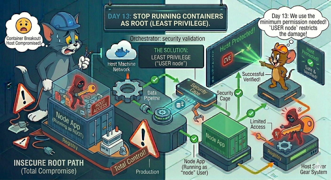 Title: Day 13/25: Production-Ready Security: Running Containers as Non-Root (Principle of Least…