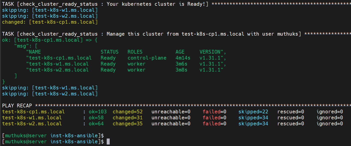 Ansible Playbook for Kubernetes cluster installation on Linux