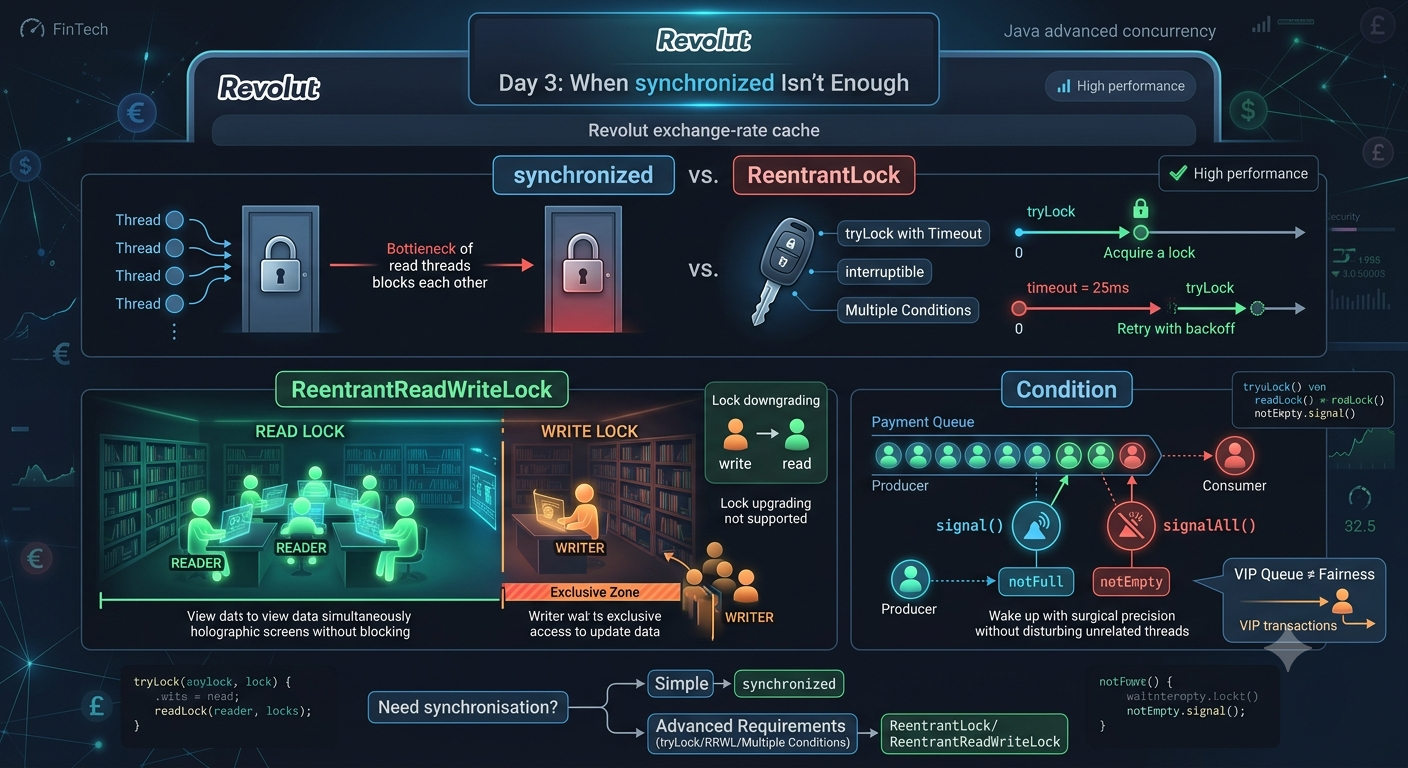 ReentrantLock, ReadWriteLock & Condition: When synchronized Isn’t Enough