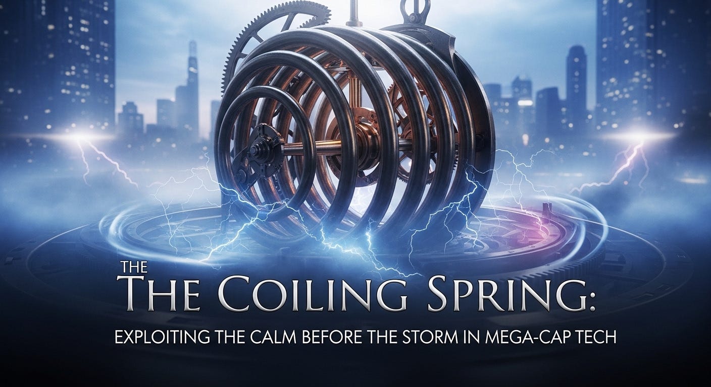 Experimental Strategy: The Coiling Spring — Exploiting the Calm Before the Storm in Mega-Cap Tech