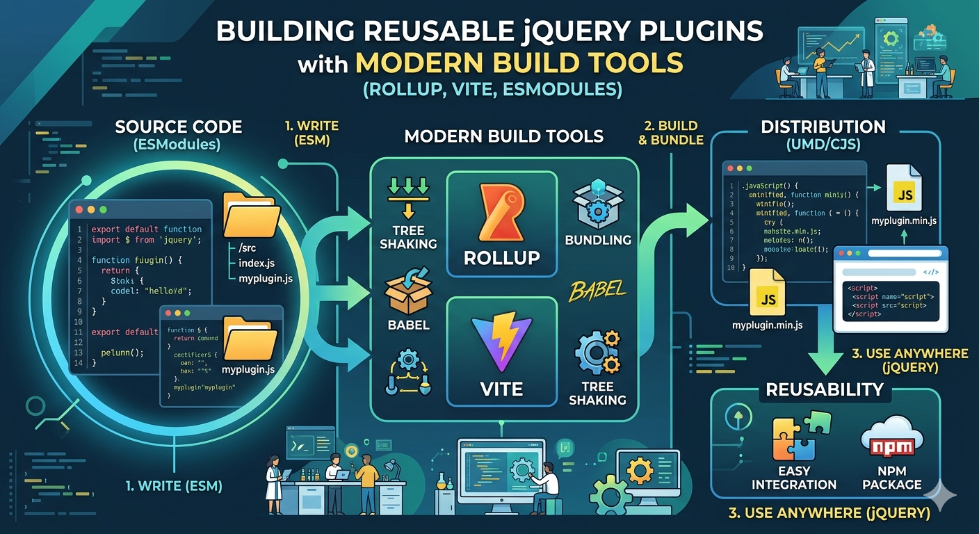 Building Reusable jQuery Plugins with Modern Build Tools (Rollup, Vite, ESModules)