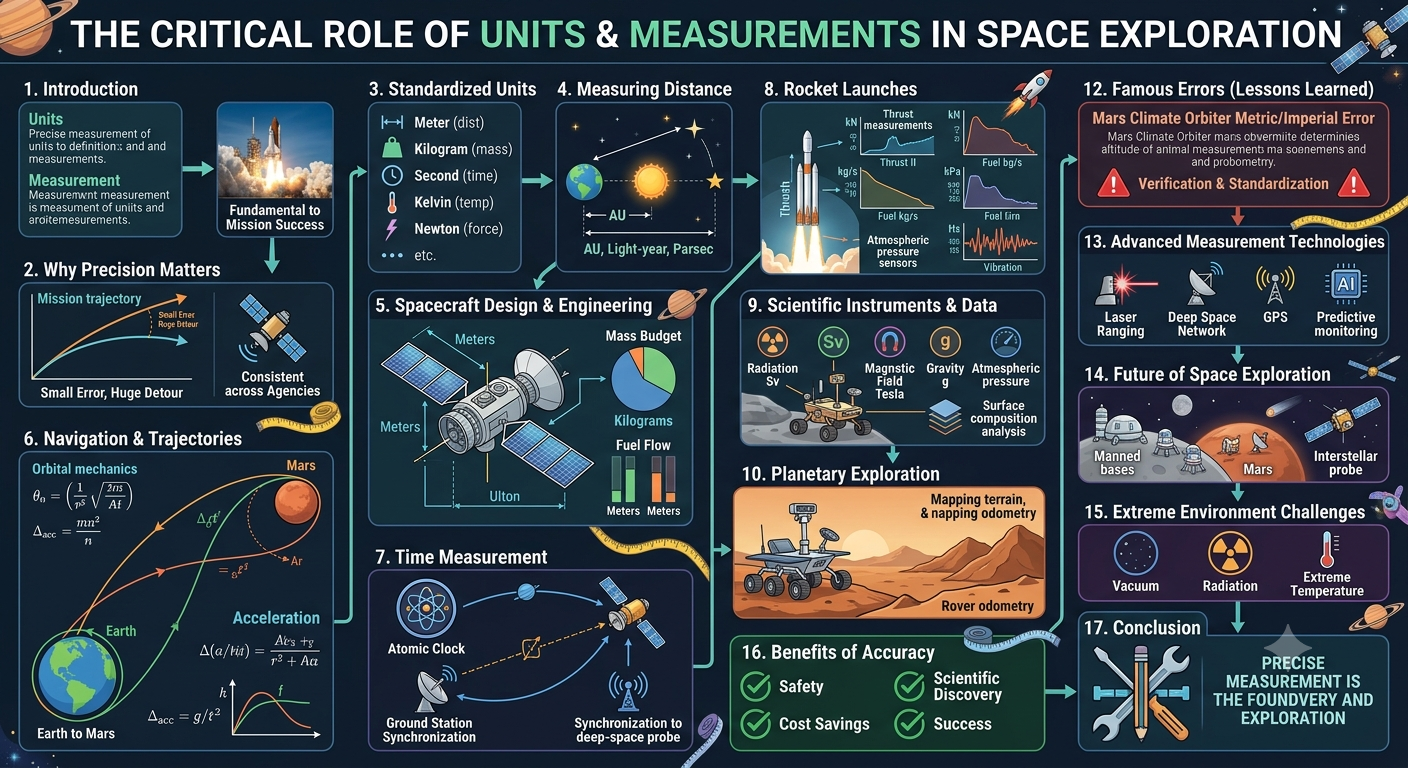 What role do units and measurements play in space exploration missions