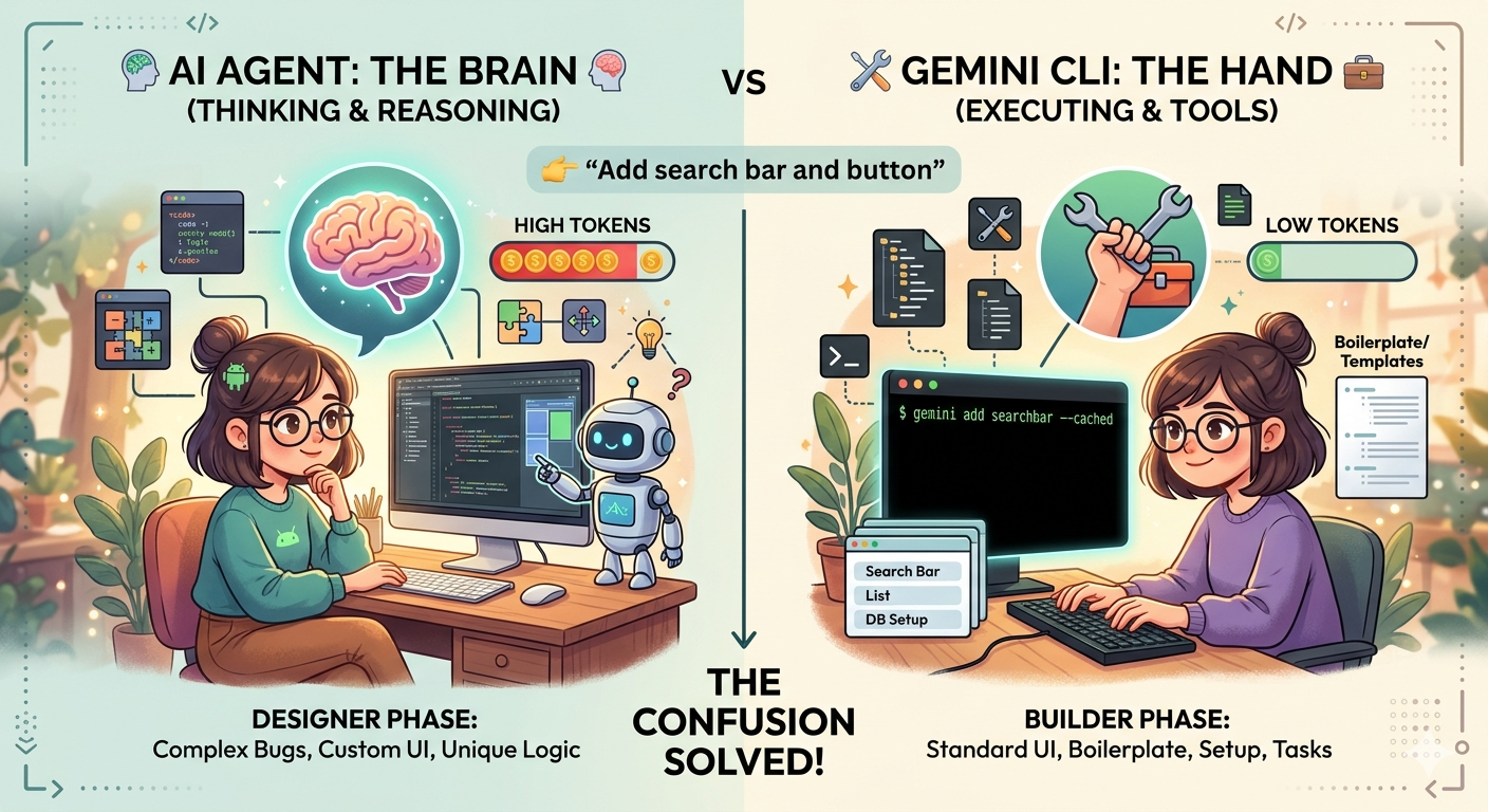 AI Agent vs Gemini CLI — Same Prompt, But Why CLI Uses 70% Fewer Tokens?