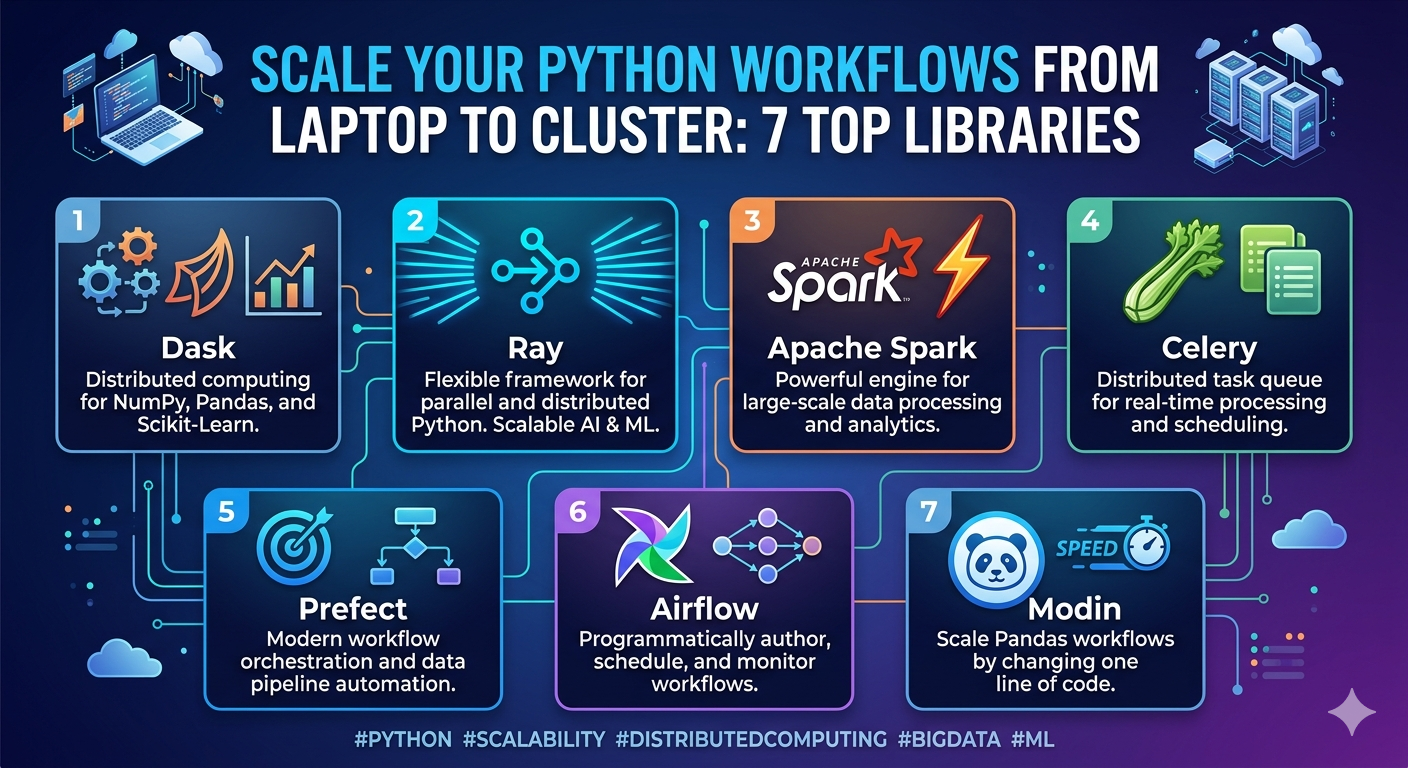 Scale Your Python Workflows from Laptop to Cluster: 7 Top Libraries