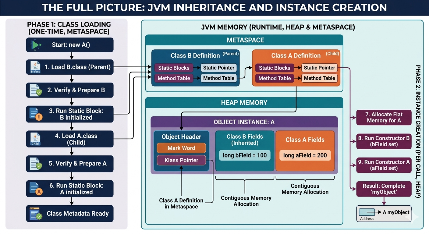 From Singleton to JVM Memory: A Deep Dive into Class Loading, Object Layout, and Why Inheritance Is…