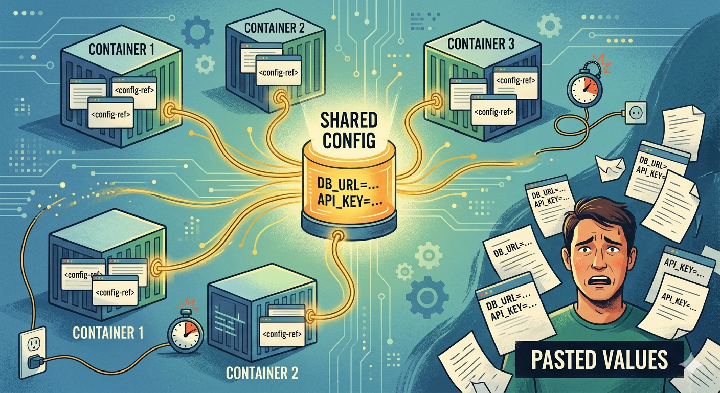 One Source, Many Containers: Stop Copy-Pasting Your Config