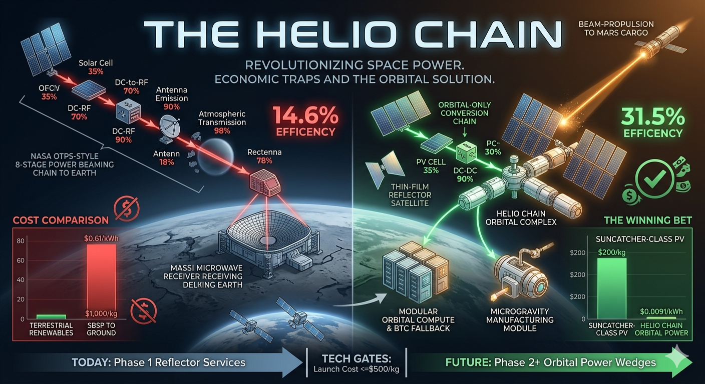 The Helio Chain: Why Every Space-DataCenter/Solar Pitch Has Been Wrong