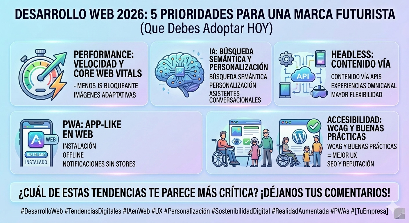 Tendencias de desarrollo web para 2026: 5 prioridades que tu marca debe adoptar ahora