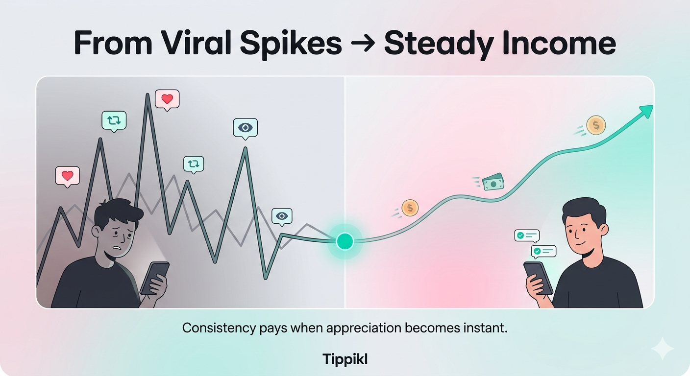 From Viral Spikes to Steady Income How One Creator Stabilized Earnings With Tippikl