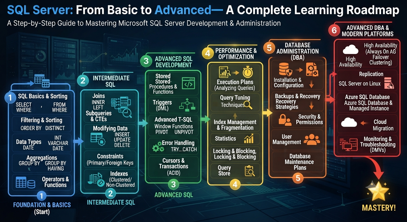SQL Server: From Basic to Advanced — A Complete Learning Roadmap