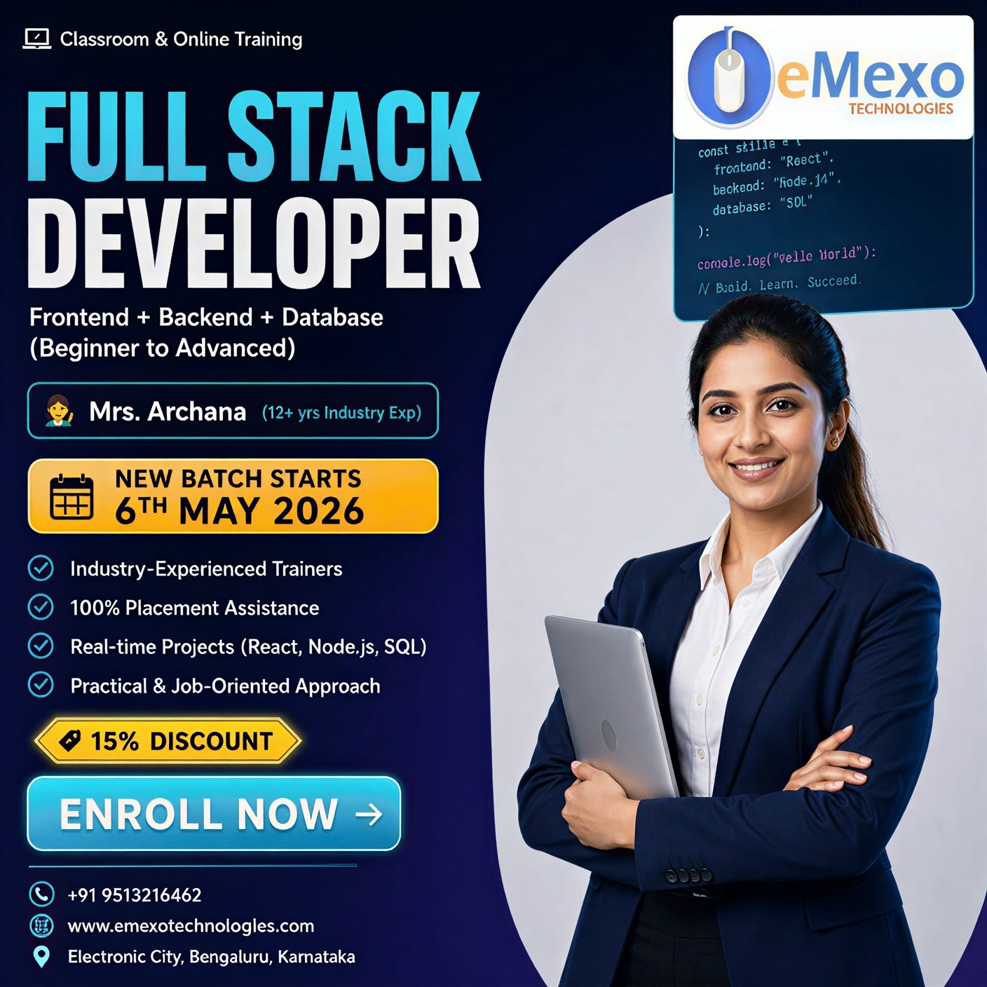 Full Stack Developer Training in Bangalore | Learn React, Node.js & SQL