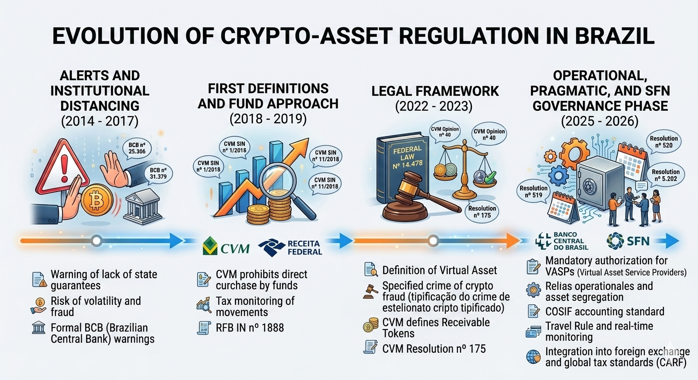 From Caution to Compliance: The Regulation of Crypto-Assets in Brazil (2014–2026)