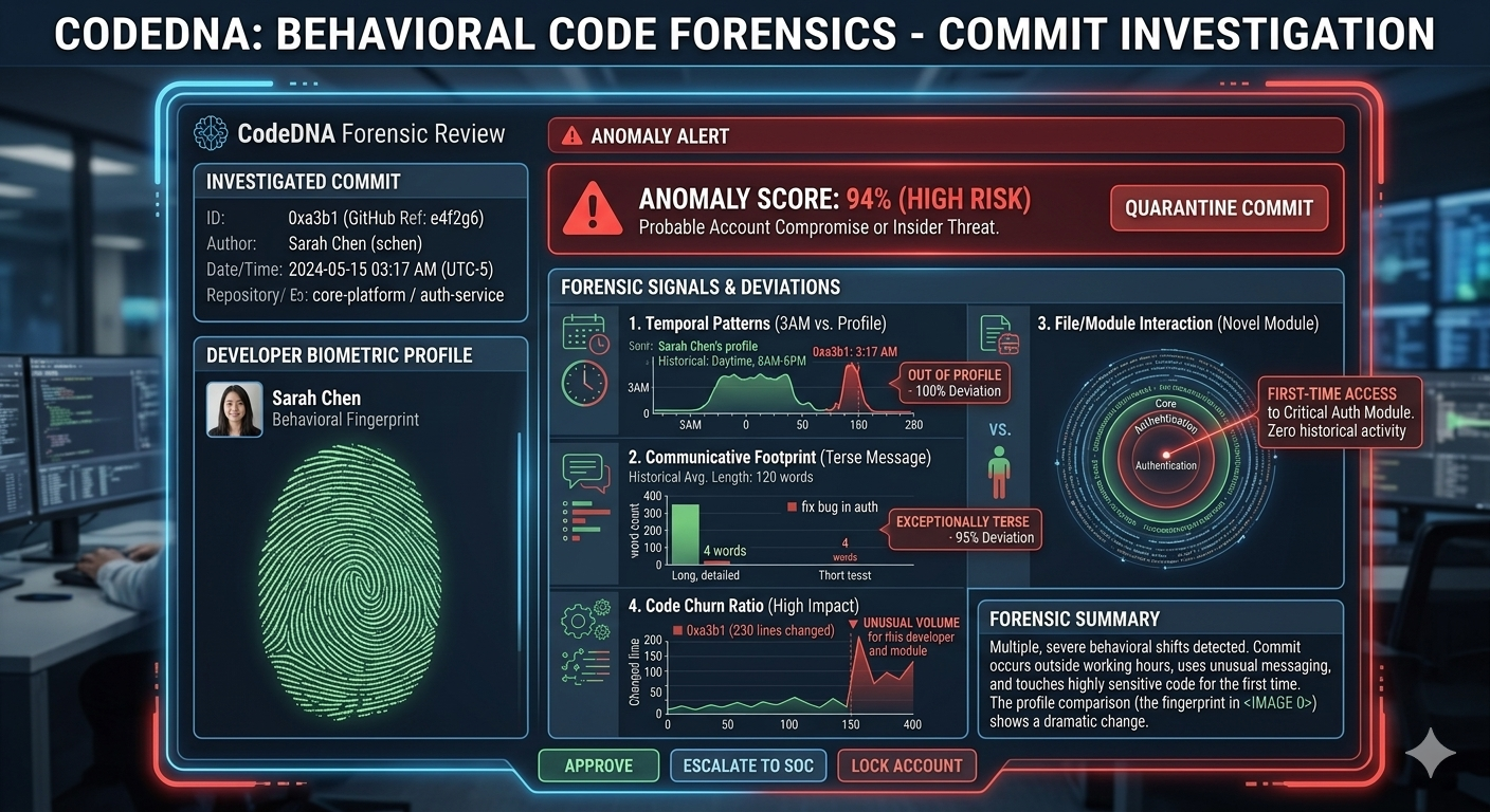 CodeDNA: How I Built an AI Tool to Detect Compromised Developer Accounts in Git Repositories