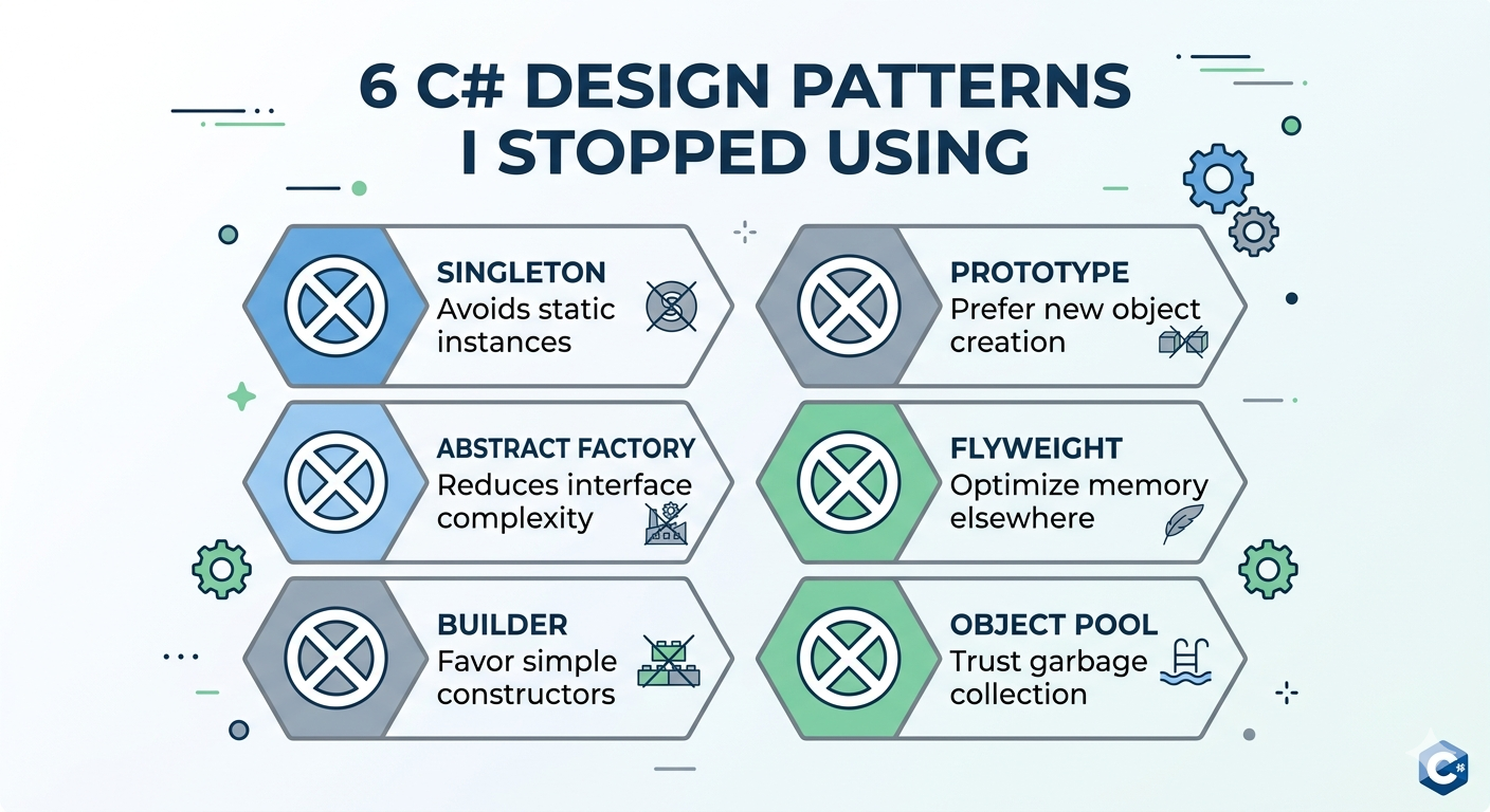 I stopped using 6 design patterns in C#