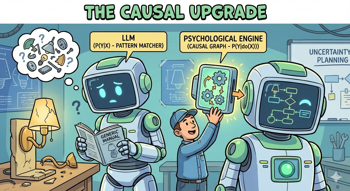 The Causal Upgrade: Why LLMs Need a Psychological Engine to Plan Under Uncertainty