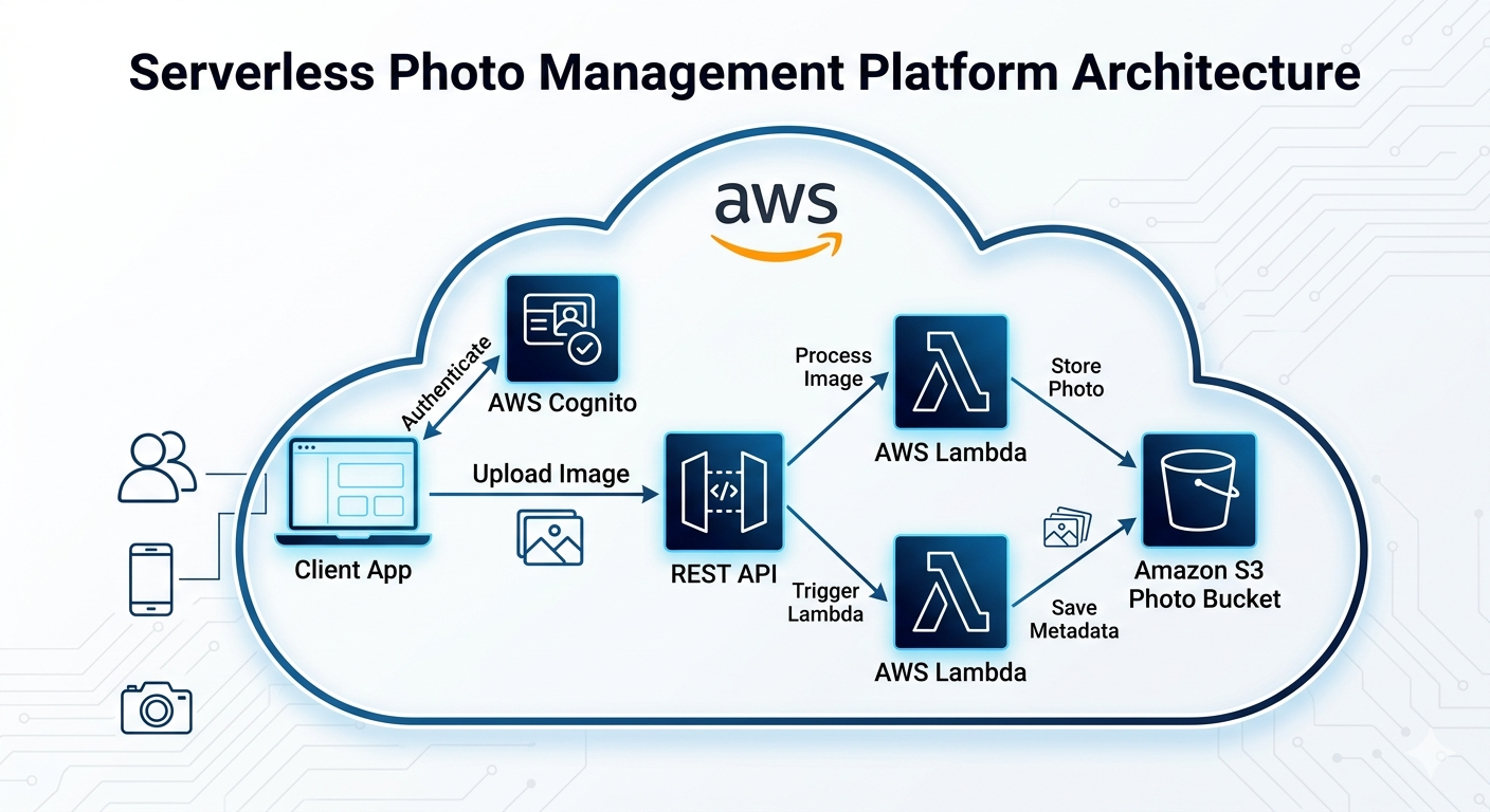 Designing a Serverless Photo Management Platform: AWS Cognito, API Gateway, Lambda, and S3
