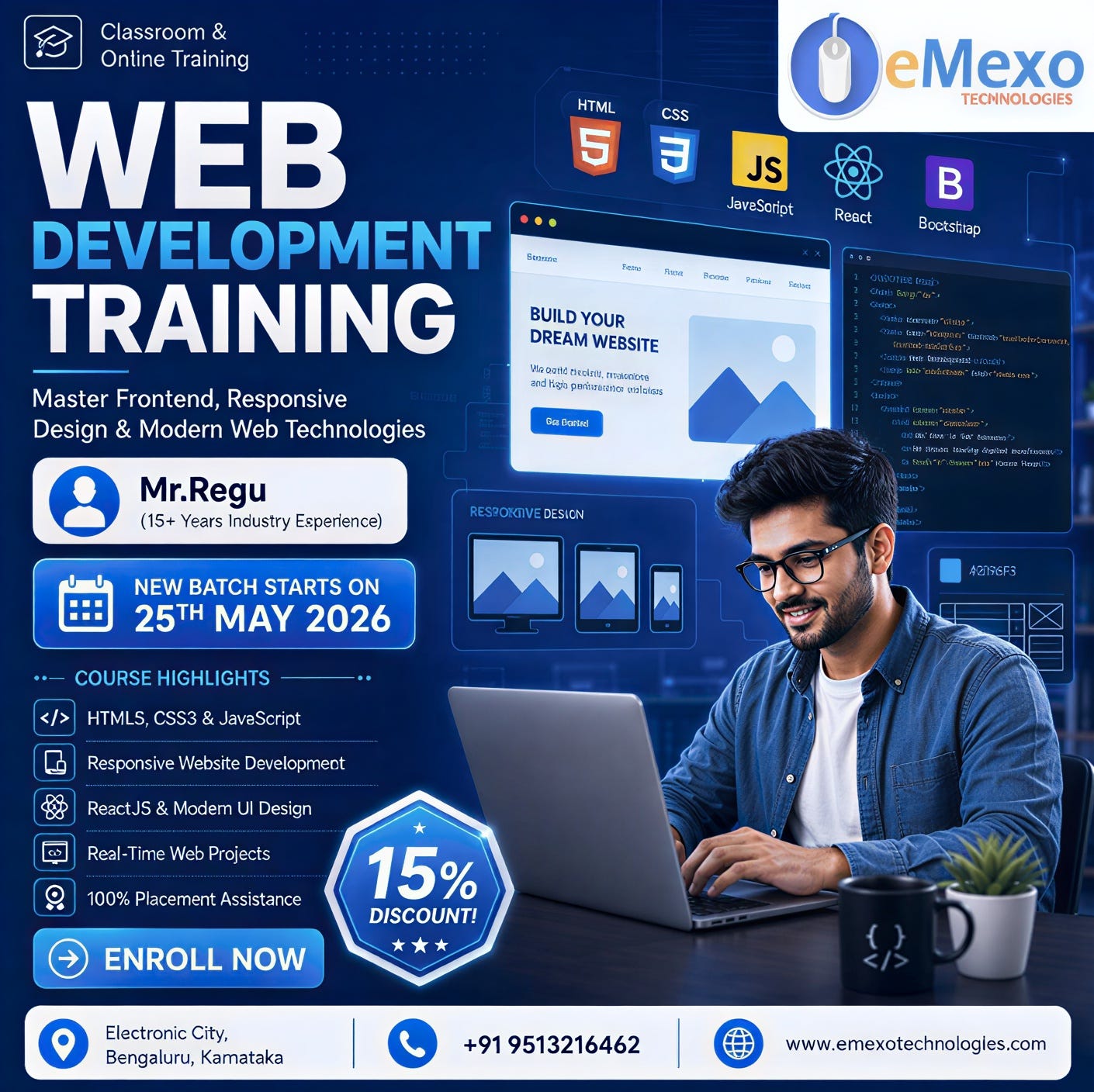 Web Development Training in Electronic City Bangalore at eMexo Technologies